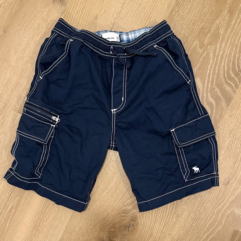 Abercrombie Kids Navy Cargo Shorts with White Stitching